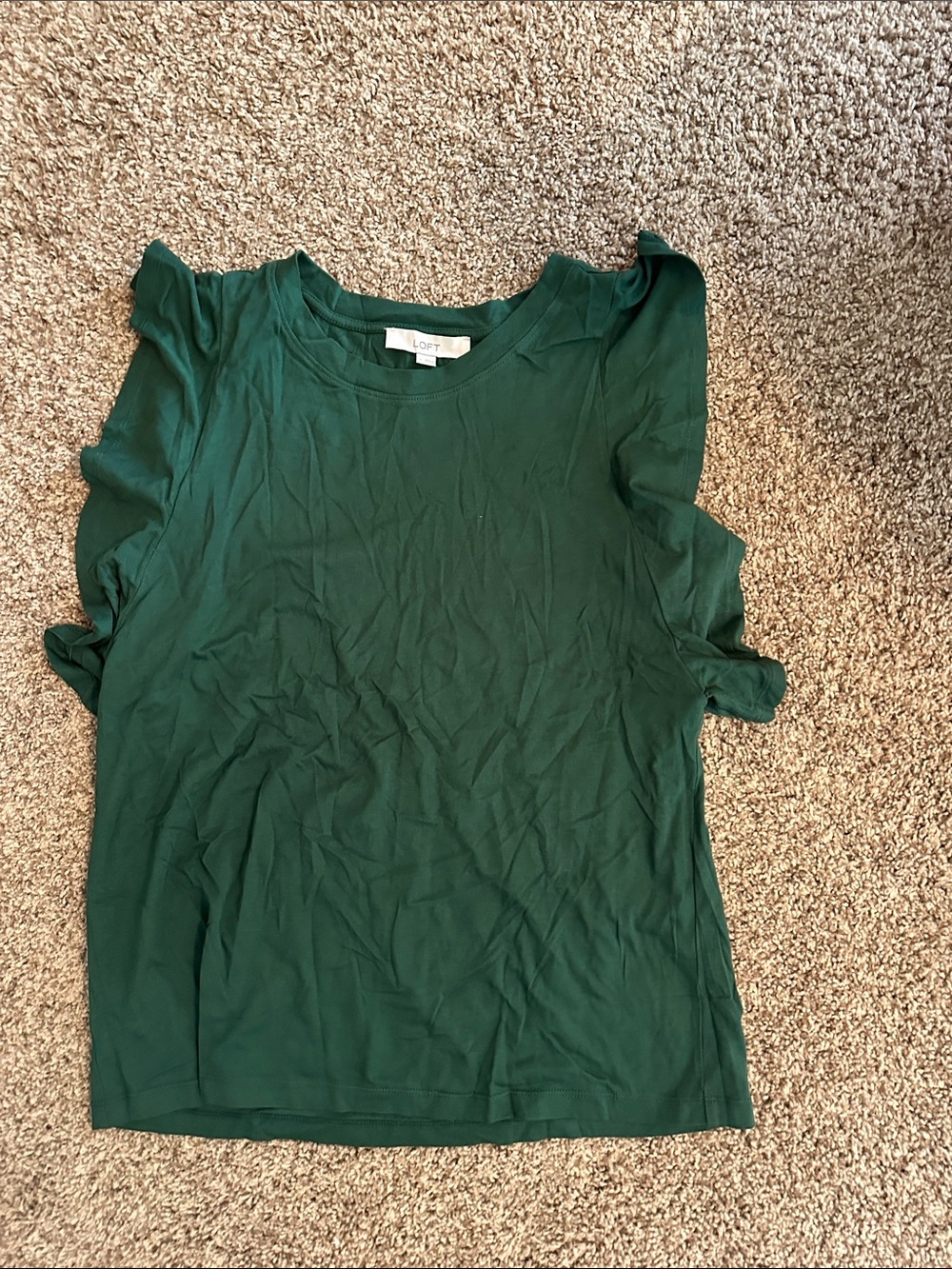 LOFT Emerald Ruffle Sleeve Short Sleeve Tee